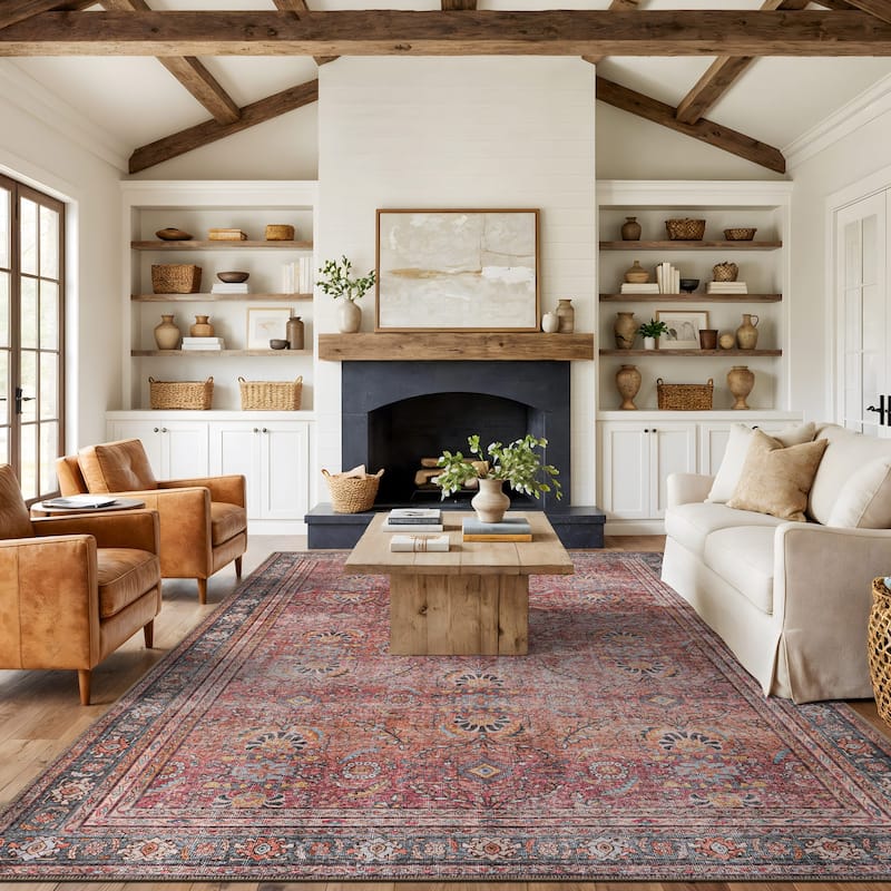 World Rug Gallery Vintage Inspired Machine Washable Non Slip Area Rug