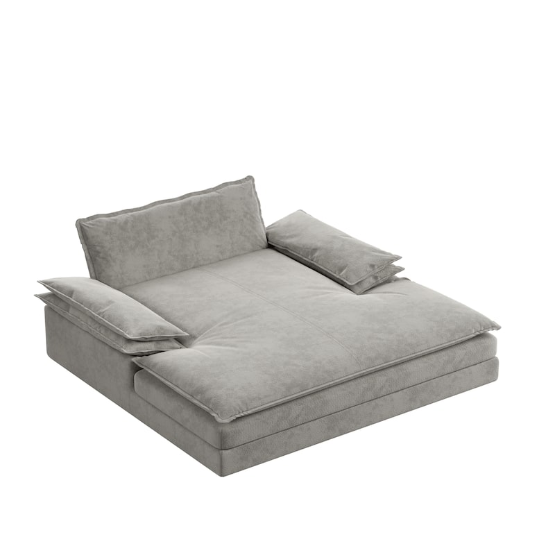 80" Oversized Double Chaise Lounge Chair, Modern Chenille Upholstered Lounge Chair with Wide Armrests, Stylish Living Room Chair