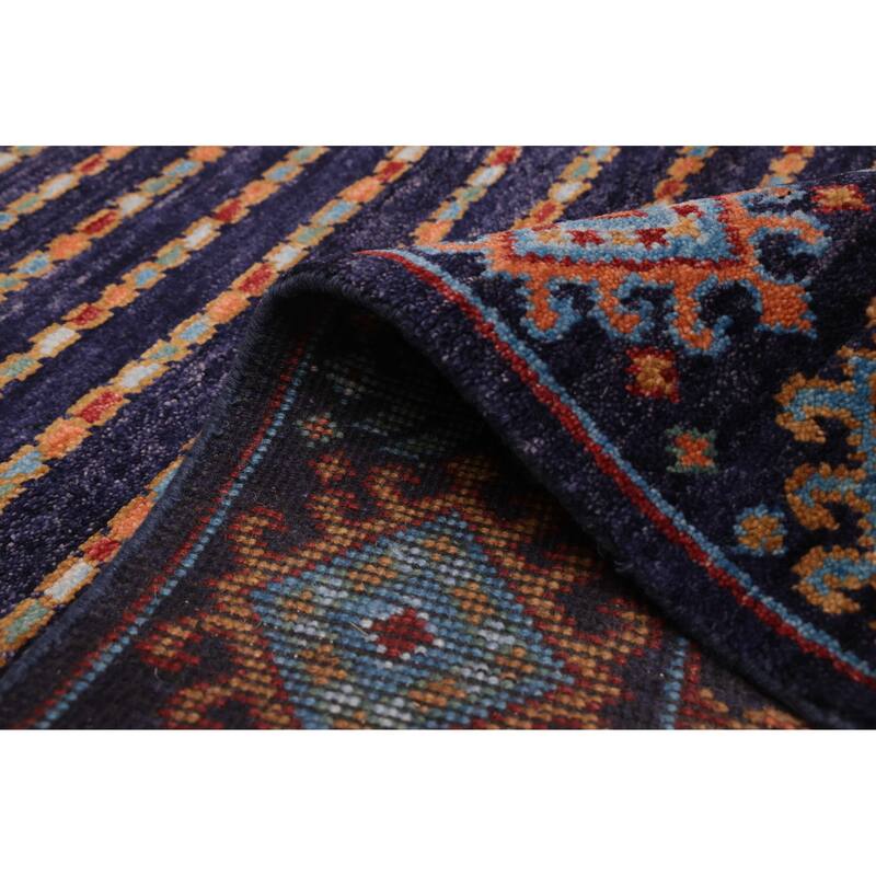 ECARPETGALLERY Hand-knotted Peshawar Ziegler Navy Wool Rug - 5'9 x 8'1