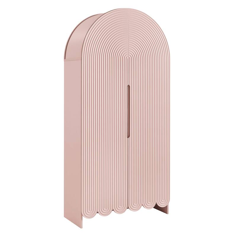 Dahlia 78 Inch Fluted and Scalloped Arched Storage Cabinet