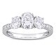 preview thumbnail 2 of 4, Miadora 1 4/5ct DEW Moissanite 3-Stone Engagement Ring in 10k White Gold