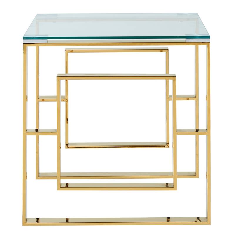Glass Top Accent Table - 21.75" - Gold and Clear