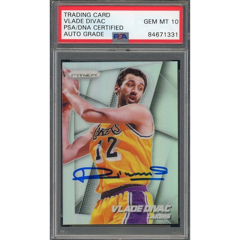 Vlade Divac Autographed 2014 Panini Silver Prizm Signed Card #200 Auto PSA 10 - 8'6" x 11'6"