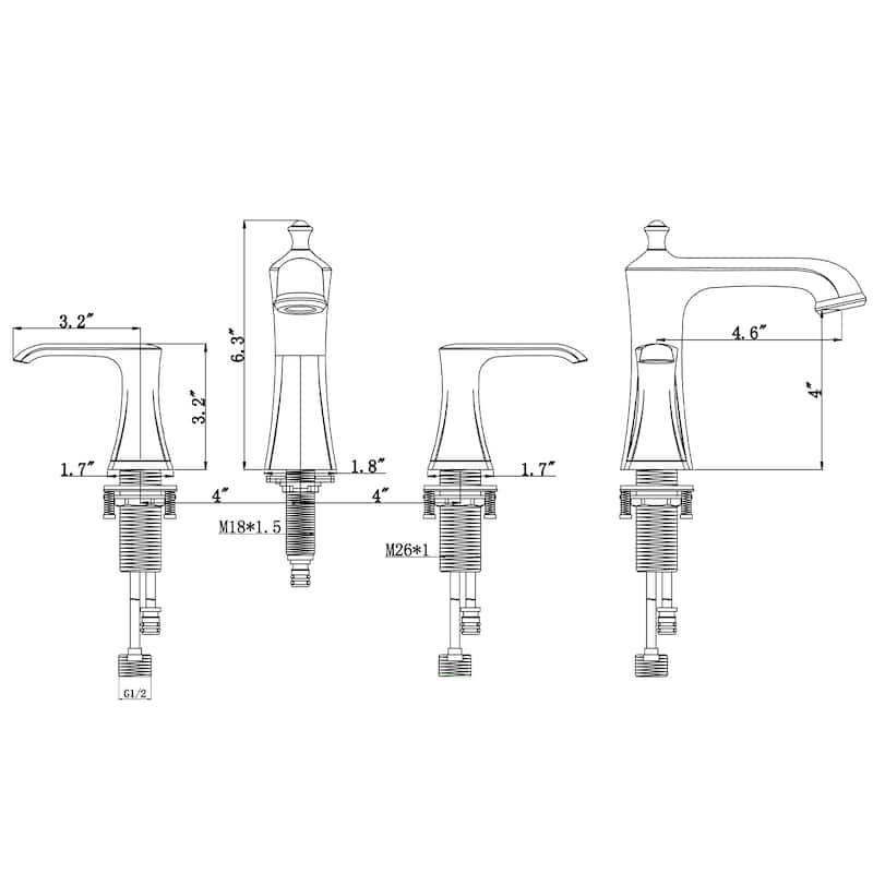 BATHLET 2 Handles 3 Holes Bathroom Sink Faucet