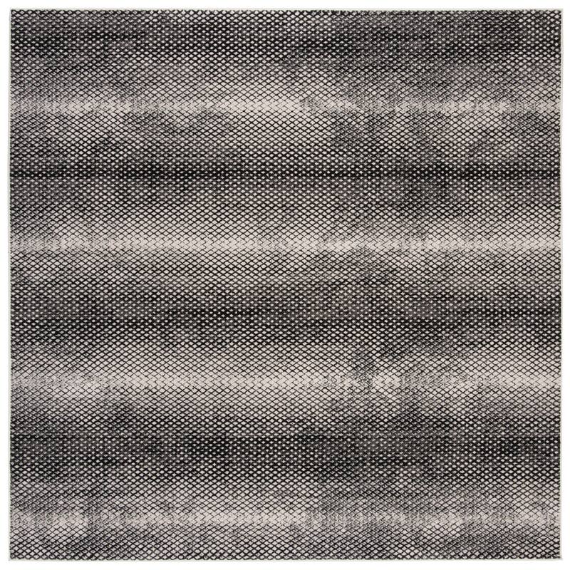 SAFAVIEH Lurex Celine Modern Abstract Polyester Rug - 6'7" Square - Black/Ivory