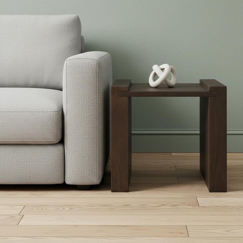 HomeRoots 22" Espresso and Brown Solid Wood and Wood Tray Table - 22.00 in. x 22.00 in. x 23.00 in. - Espresso - Wood