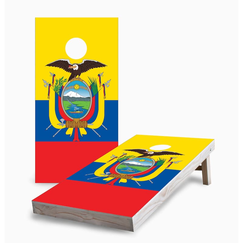 Ecuadorian Flag Corn Hole Board Set with Carry Case - 16 Years and Up