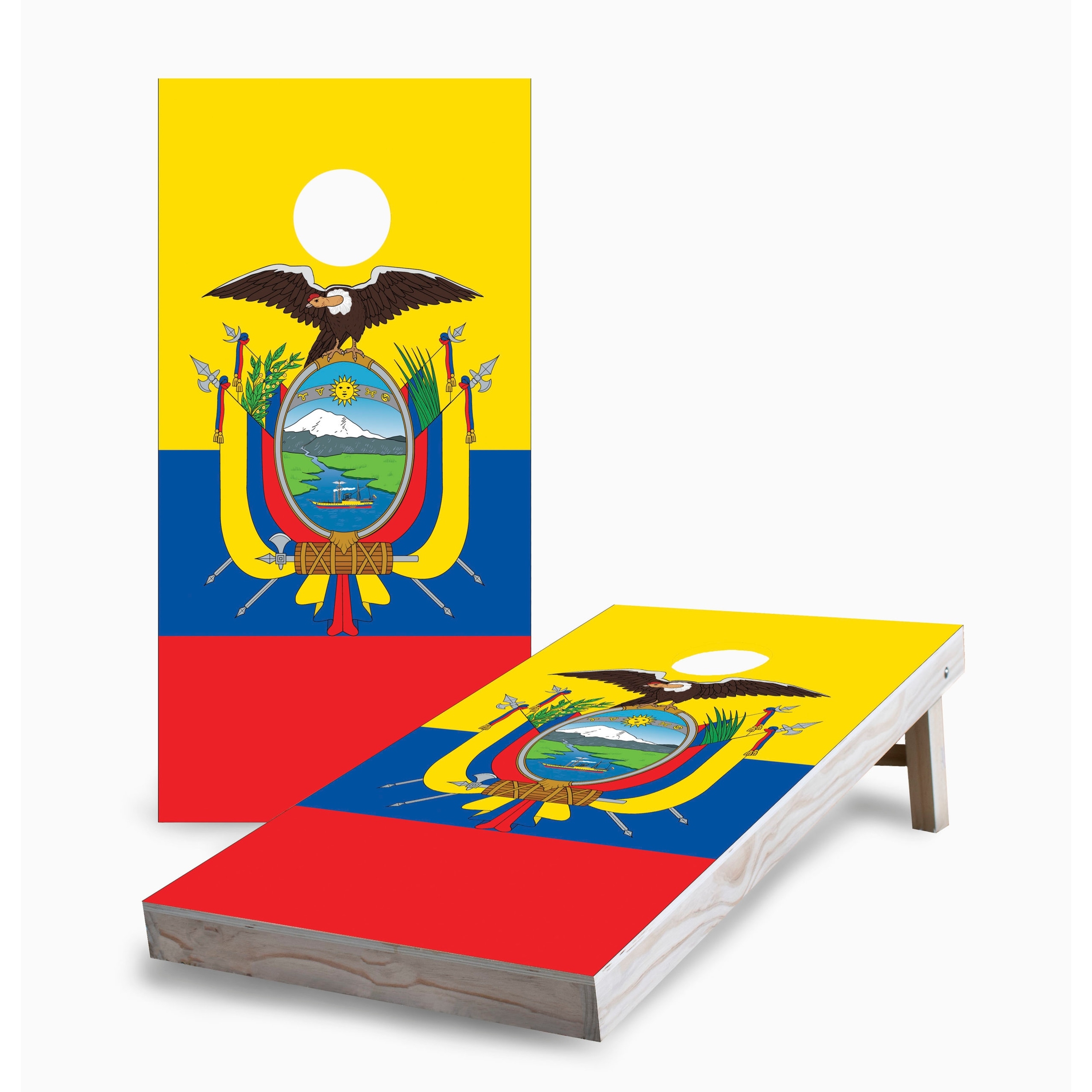 Ecuadorian Flag Corn Hole Board Set with Carry Case
