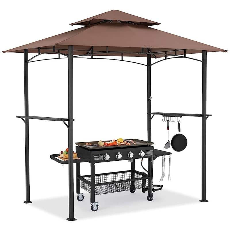 AECOJOY 8' x 5' Outdoor Grill Gazebo 2-Tier Waterproof BBQ Grill Tent