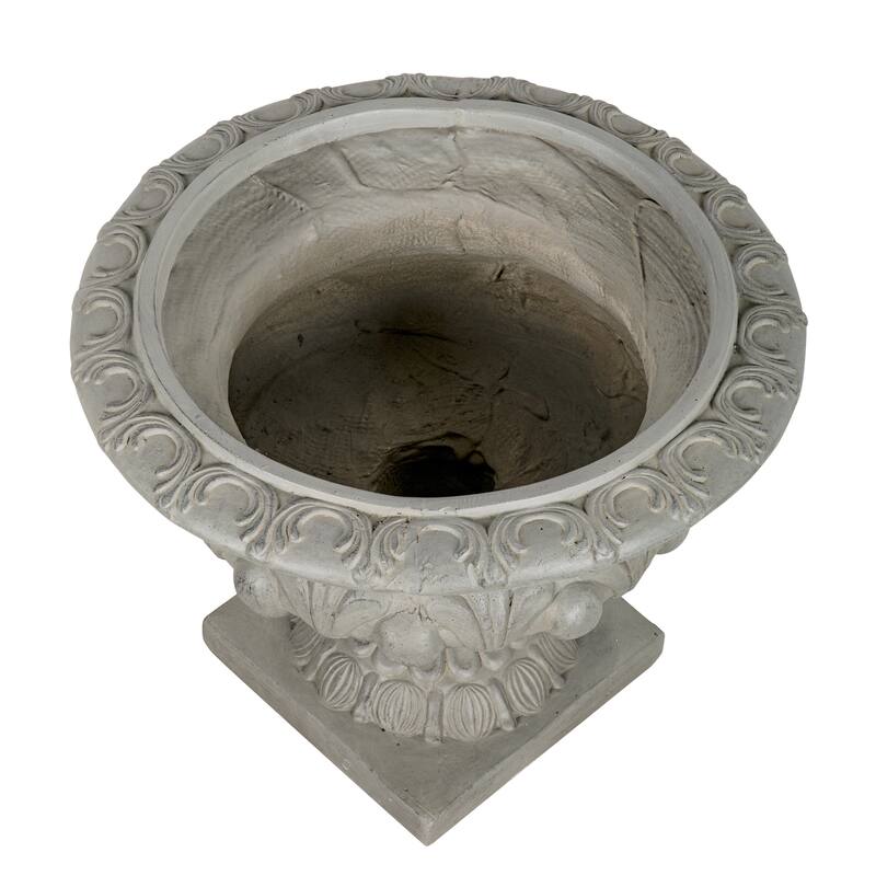 Christopher Knight Home - 18.5"H Classical Floral-Carved MGO Pedestal Urn Planter for Garden & Front Porch