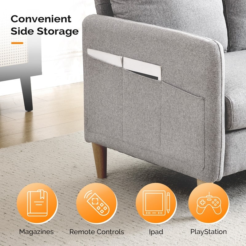 47 in. Modern Comfy Couch Loveseat with Side Storage For Living Room