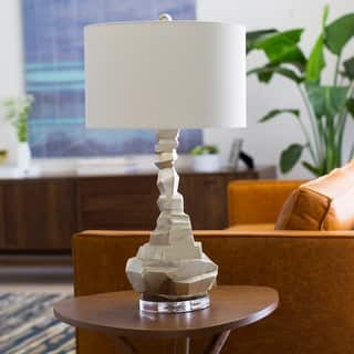 Zevgari Table Lamp with Silver Base and White Shade