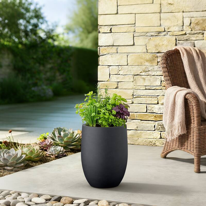 Concrete Tall Round Planter / Pot with Drainage Holes