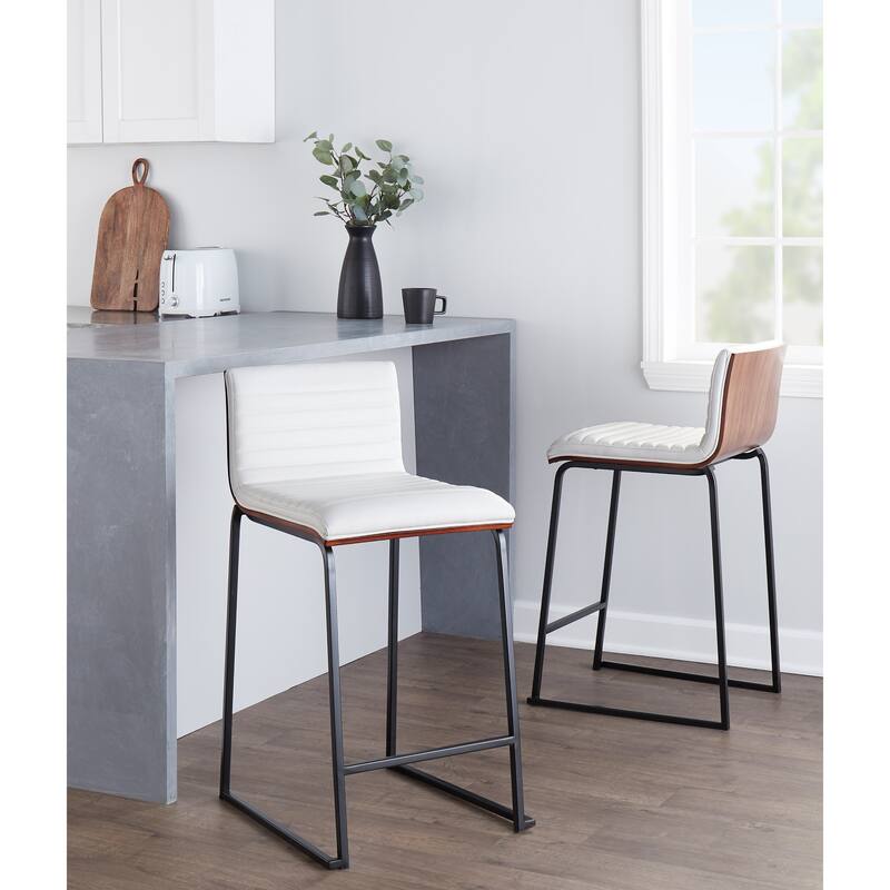 Silver Orchid Magda 26" Fixed-Height Upholstered Counter Stool (Set of 2)