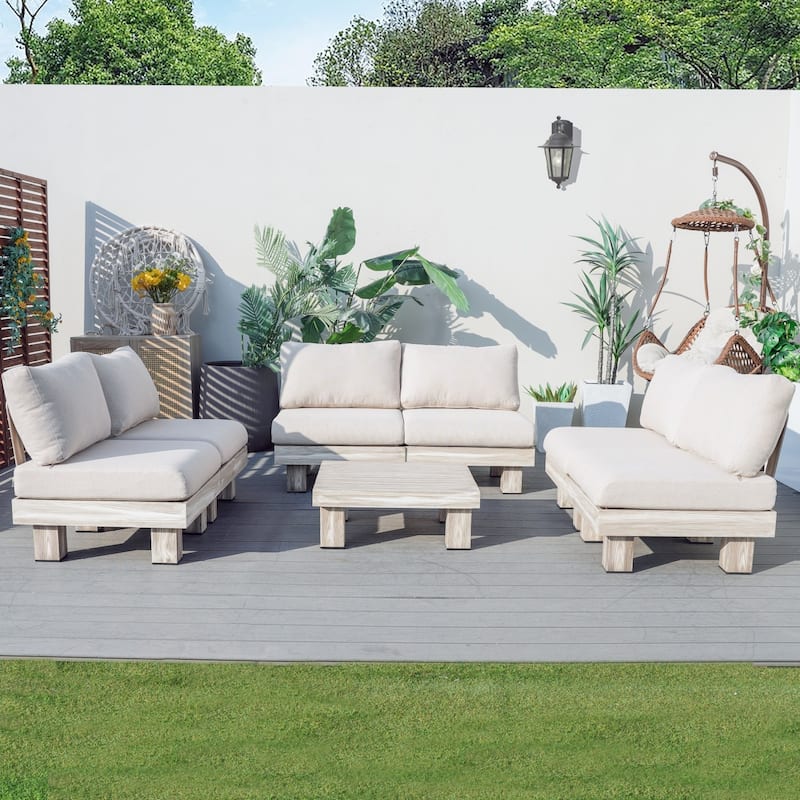 Outdoor Aluminum Conversation Sofa Set with Sponge-filled Cushion
