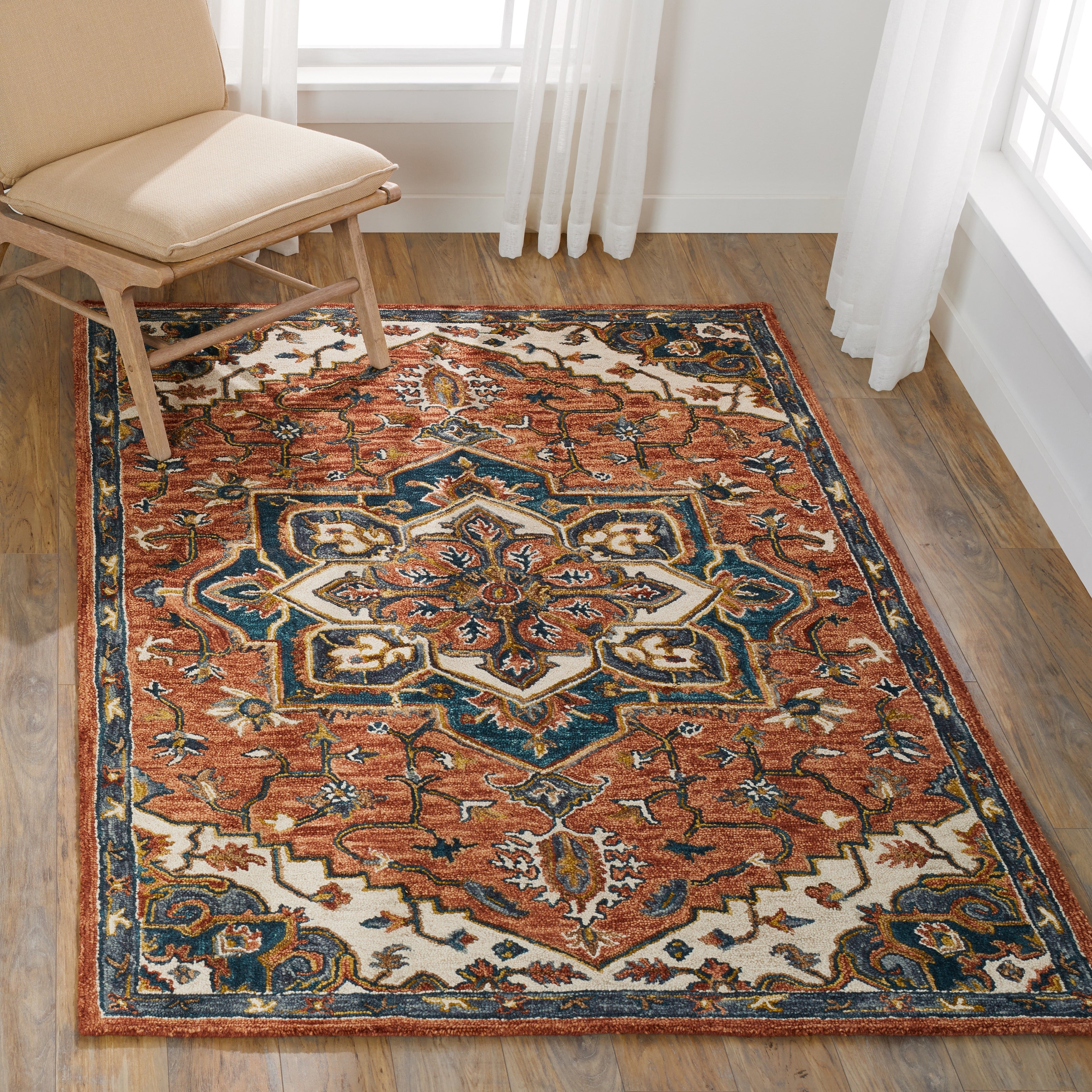 Black Rust /'Hatodar/' Hand Knotted Carpet Handmade Wool Medallion Area Rug 3x5