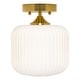 preview thumbnail 9 of 16, River of Goods Ignace Brushed Gold Metal 10.25-Inch Ceiling Light with Frosted White Glass Globe Shade 8" x 8" x 10.25" - White/Gold