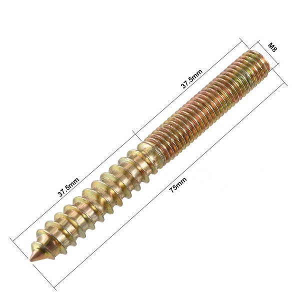 15Pcs M8x75mm Hanger Bolt Double Headed Bolt Self Tapping Screw