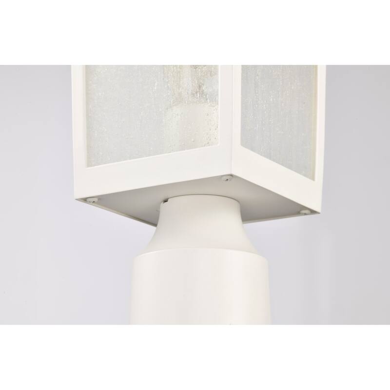 Cove Neck Outdoor Large Post Light Pole Lantern 1 Light White Finish Clear Seeded Glass