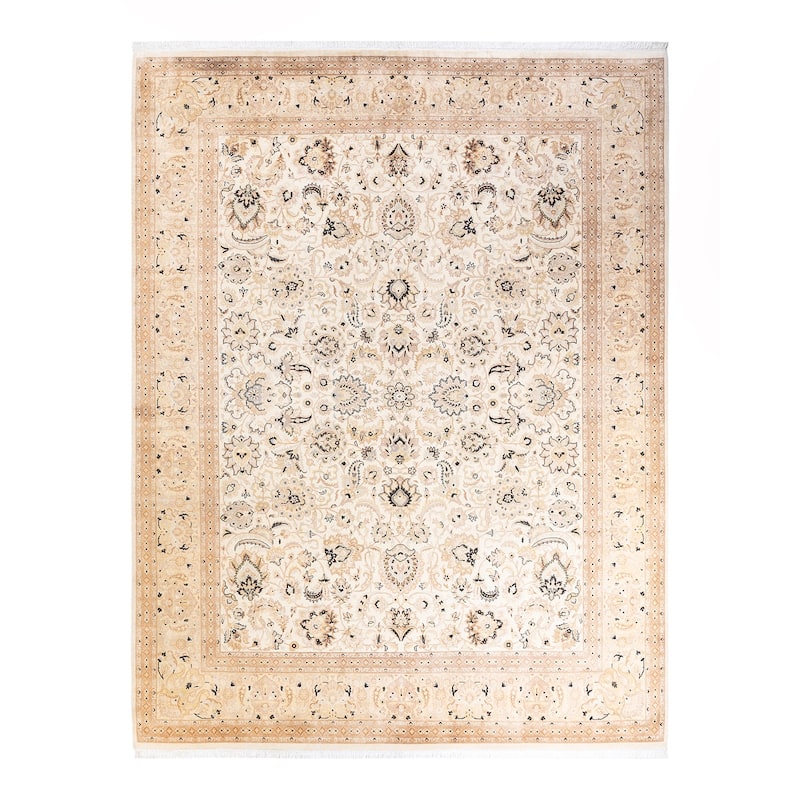 Overton Handknotted Wool Traditional Oriental Ivory Area Rug - 8' x 10' - Ivory - 8' x 10'