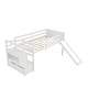 preview thumbnail 9 of 19, Twin Low Loft Bed with Stairs and Slide, White