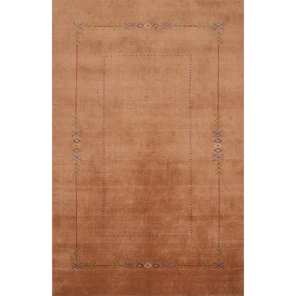 Hand Knotted Oriental 100% Wool Carpet Tribal Tribal Oranges & Rust Gabbeh Area Rug - 6' 10'' X 4' 11''