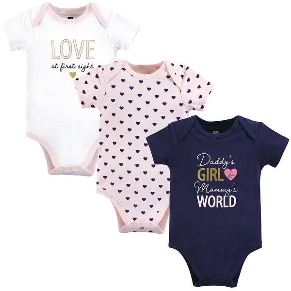 slide 1 of 1, Hudson Baby Infant Girl Cotton Bodysuits, Love At First Sight 0-3 Months - Love At First Sight