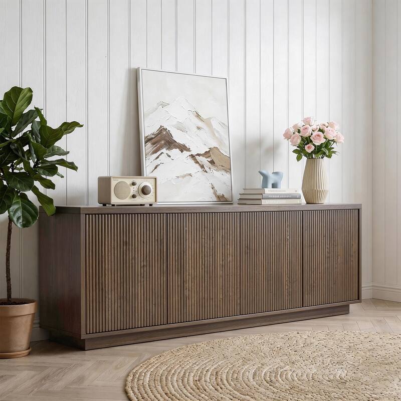 Mid-Century Modern 4-Door Storage Sideboard Cabinet