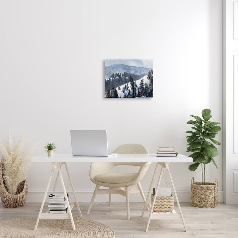 Stupell Quiet Snowy Mountain Slopes Scattered Fir Trees Canvas Wall Art, Design by Steve Smith
