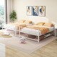 preview thumbnail 2 of 7, White Metal Bunk Bed with Bottom Shelf, Guardrails, Convertible