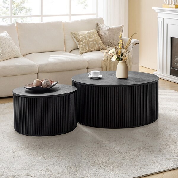 HULALA HOME Regina Modern Round Coffee Table Set of 2 - Bed Bath