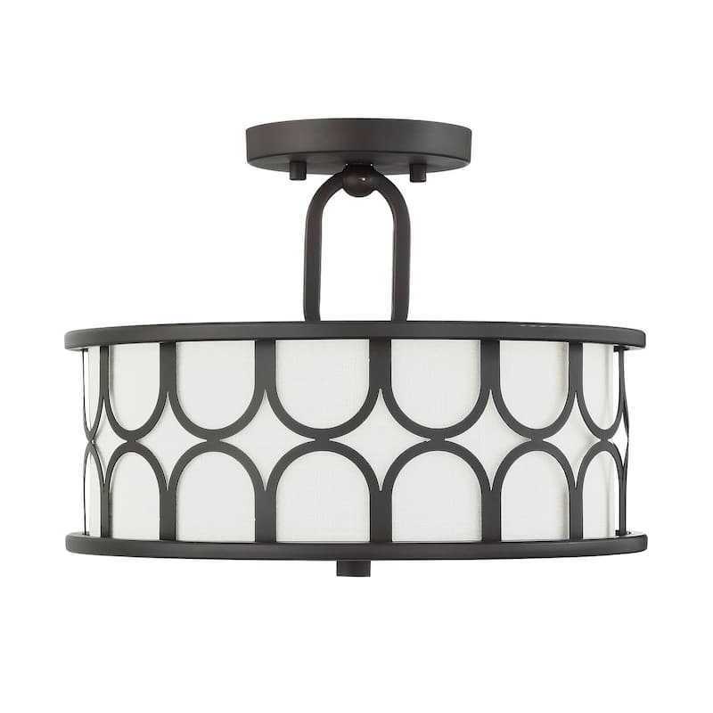Meridian M60015 2 Light 13" Wide Semi-Flush Drum Ceiling Fixture