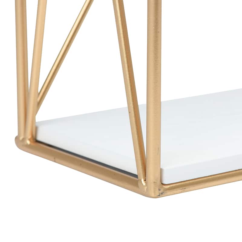 Wood and Iron Rectangle Wall Shelf