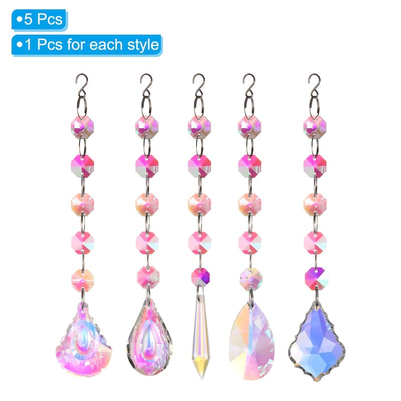 5Pcs Colorful Crystals Sun Catcher Hanging Suncatchers Prism Pendant Ornament