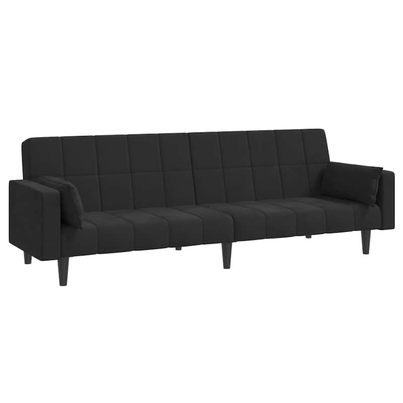vidaXL Sofa Bed Black Velvet (100% polyester), wood, plastic Large - 33.3 x 86.6 x 27.2 in