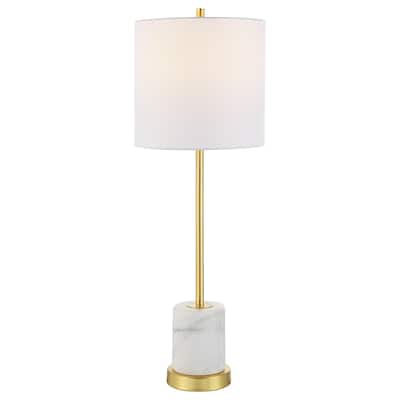 Slim Buffet Table Lamp with Drum Shade - 29.5" - Gold and White