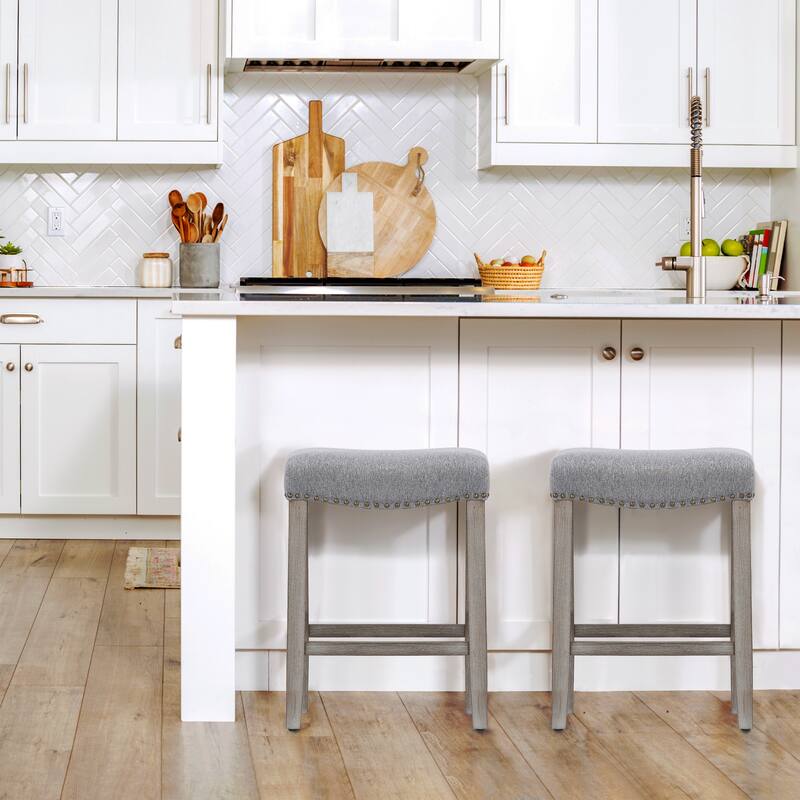 Jameson Upholstered Polyester Gray 24 Inch Counter Stool (Set Of 2) - Antique Gray/Gray