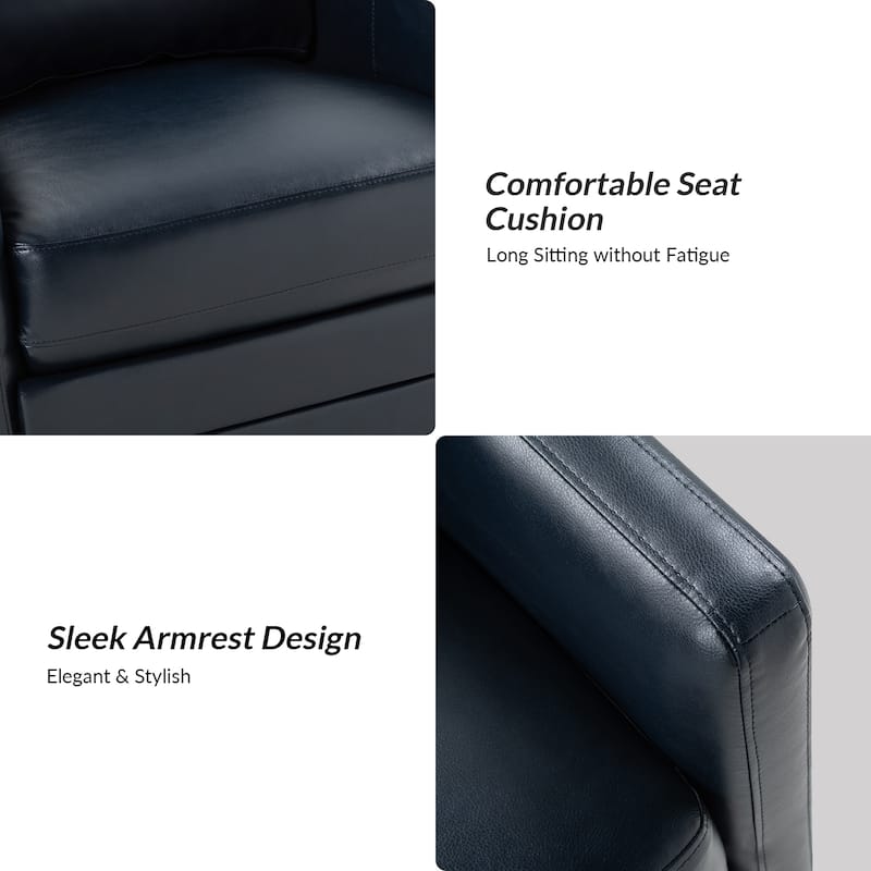 Terrance Transitional Swivel Faux Leather Barrel Chair with Metal Base Set of 2