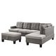 preview thumbnail 3 of 14, Fabric Tufted Sofa Set in Grey with Chaise Lounge and Storage Ottoman - 102"Wx70"Dx35"H