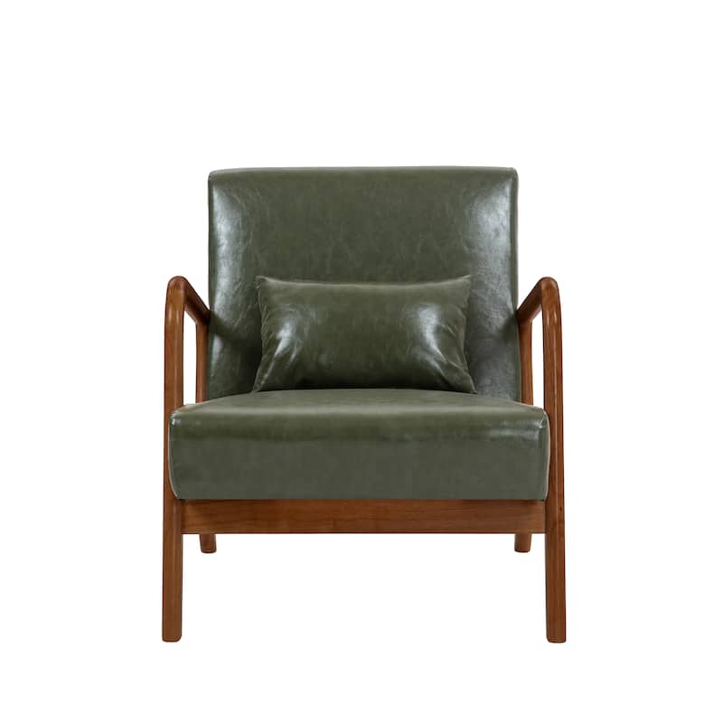 Mid Century Solid Wood Upholstered Accent Chair