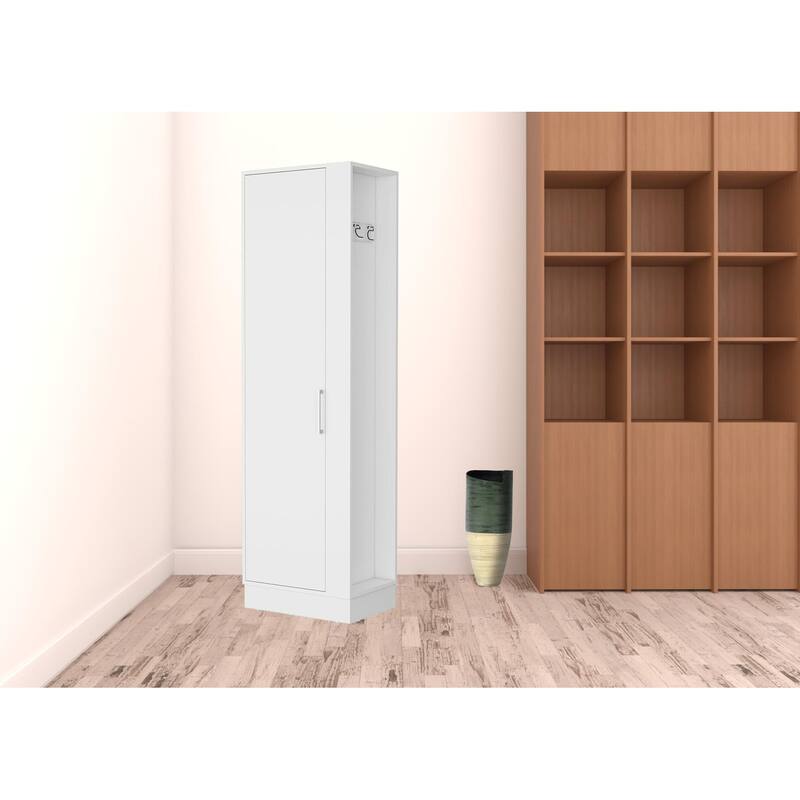 HomeRoots 21" White Accent Cabinet With Six Shelves - 21.10 in. x 72.30 in. x 14.80 in. - 21.10 in. x 72.30 in. x 14.80 in. - Polished - White