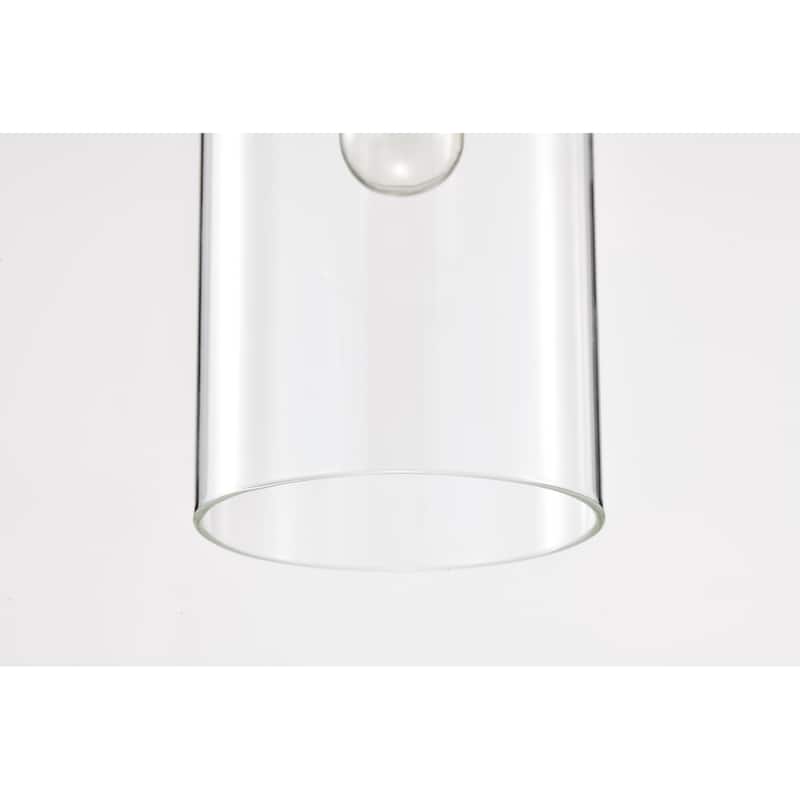 1-Light Matte Black Mini Pendant with Clear Cylindrical Glass Shade