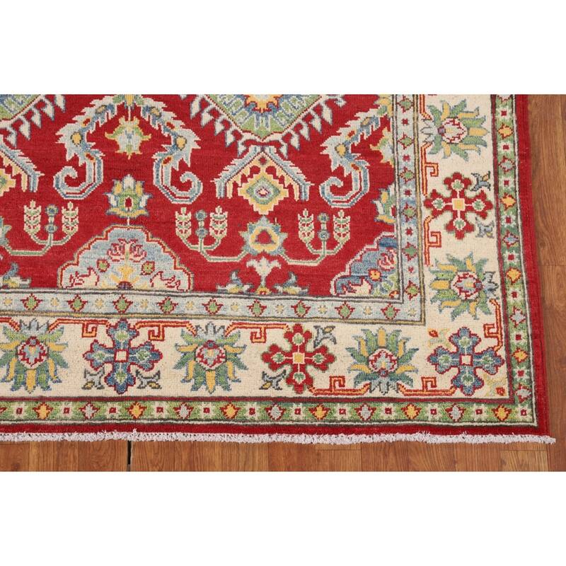 Red Kazak Oriental Area Rug Handmade Foyer Wool Carpet - 5'0" x 7'3"