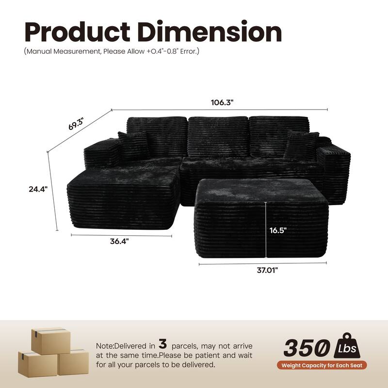 ​​OVIOS Lazy Chaise Lounge Sofa with Ottoman​