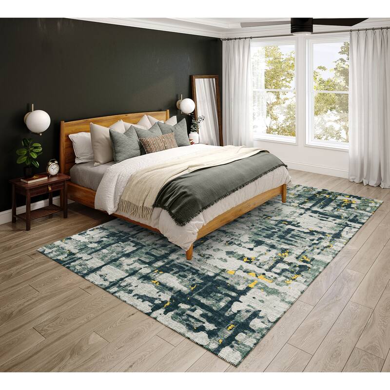 Indoor/ Outdoor Bravado Abstract Crosshatch Caramel Washable Area Rug - 10' x 14' - Gilded