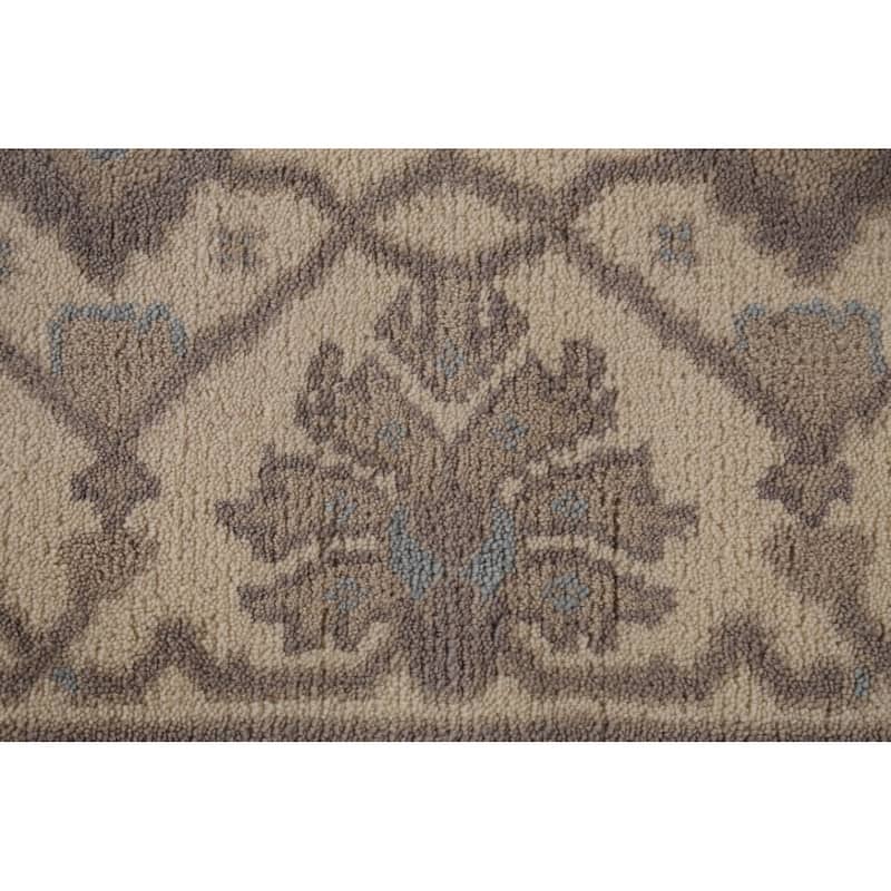 Gray & Ivory Oushak Indian Area Rug Hand-Knotted Wool Carpet - 8'0"x 9'8"