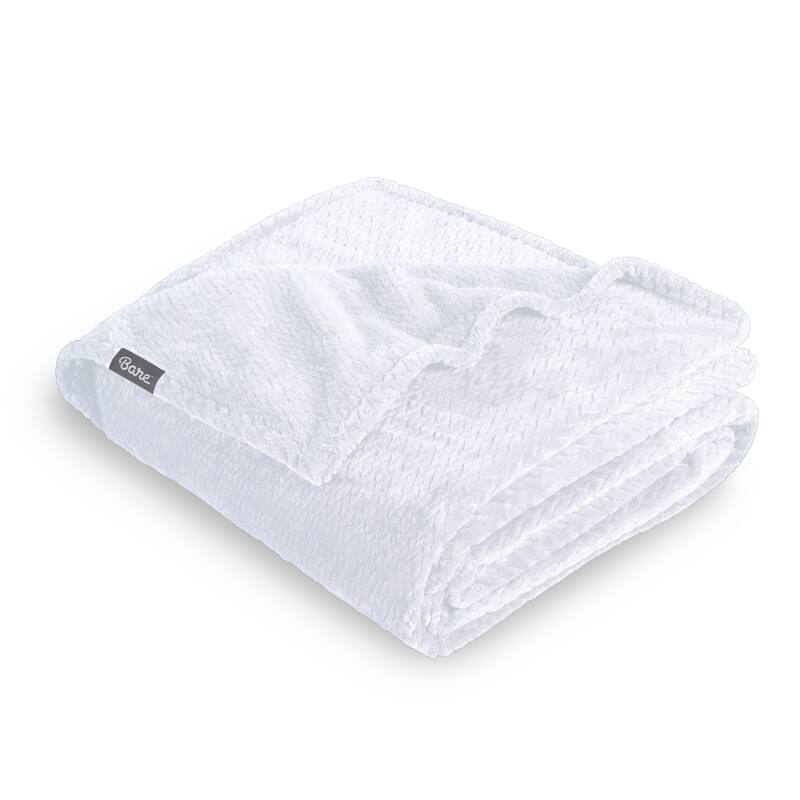 Bare Home Microplush Fleece Blanket - Ultra-Soft - Cozy Fuzzy Warm - Twin - Twin XL - Textured White