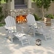 preview thumbnail 33 of 54, Bonosuki 2-Piece Folding Adirondack Chairs with Retractable Ottoman, Fire Pit Patio Chair with Cup Holder Light Gray