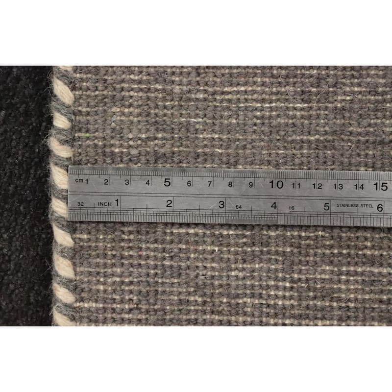 Hand Knotted Oriental 100% Wool Carpet Modern Bordered Greys & Charcoal Gabbeh Area Rug - 7' 9'' X 5' 5''