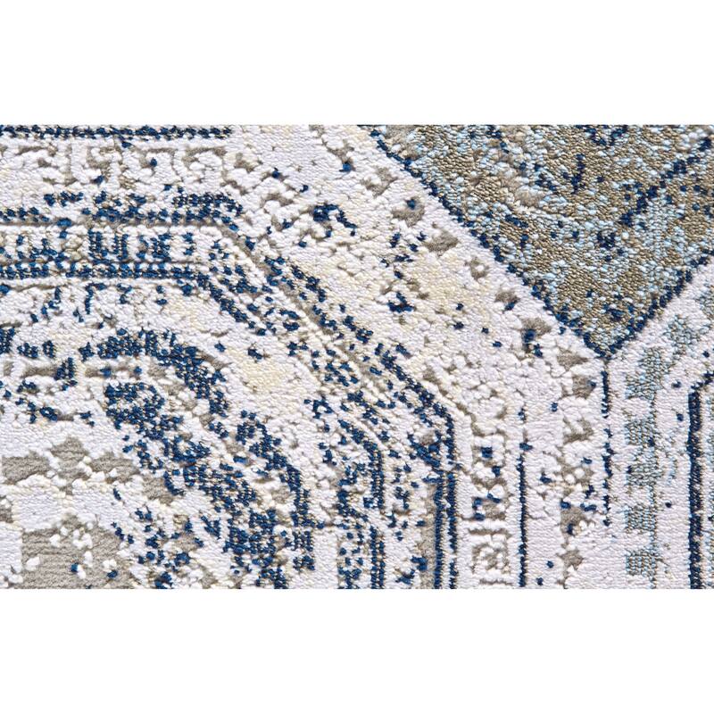 Crowford Vintage Oriental Style Rug, White/Silver, Accent Rug